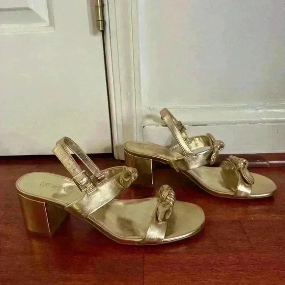 J Crew Bow Heeled Sandals Worn Once - Excellent condition - size 7.5 - Picture 2 of 5